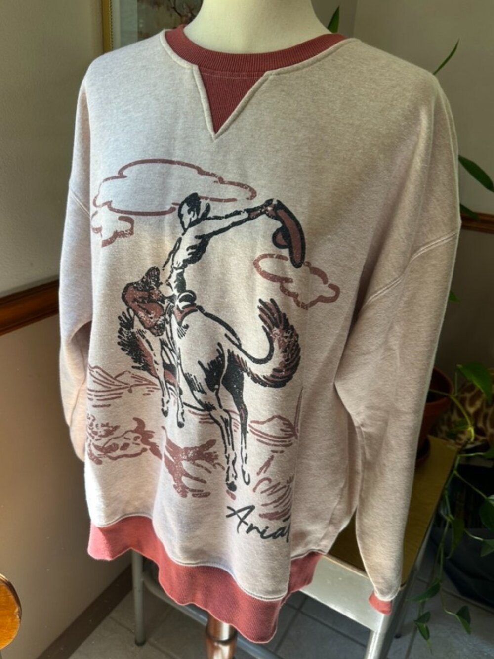 Ariat Women's Sweatshirt, Bucking Horse and Cowboy, VGUC, Large